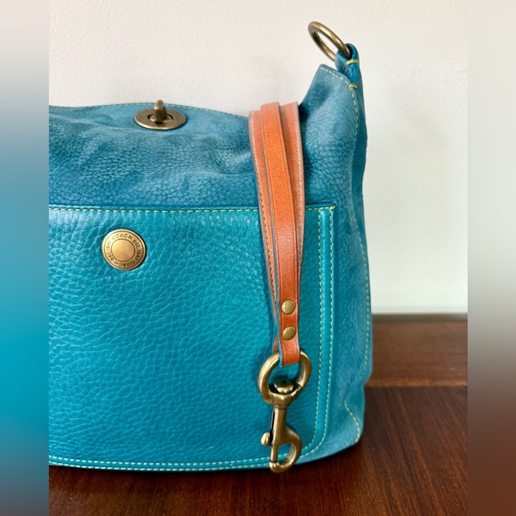 Vintage Coach Nubuc Chelsea Large Hobo in Teal and Compact Wallet - Picture 3 of 14